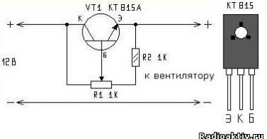 Regulacja prędkości chłodnicy na podstawie temperatury Obwód regulatora prędkości wentylatora 12 V