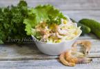 How to prepare sea cocktail salad with shrimp and squid step-by-step recipes with photos